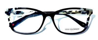LULU GUINNESS L211 NEGRO MUJER NUEVO AUTÉNTICO MONTURAS DE GAFAS DE BORDE COMPLETO 58-16-145 Foto 1 de 4