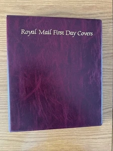 BRIEFMARKEN - ROYAL MAIL ERSTTAGSBRIEFALBUM (BURGUNDERROT) 13 SEITEN - P/EIGEN - C-SCHEIN - Bild 1 von 6