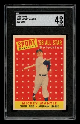 1958 Topps Set-Break #487 Mickey Mantle All Star SGC 4 VG EX - Image 1 of 3