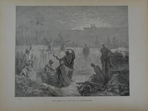 Antigua impresión artística de Gustave Dore Retorno del Arca 1888 historia religiosa - Imagen 1 de 8