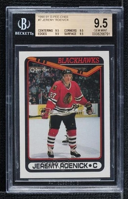 1990-91 O-Pee-Chee Jeremy Roenick #7 BGS 9.5 GEM MINT Rookie RC HOF - Image 1 of 2