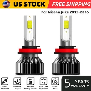 H8/H9/H11 LED Headlight Bulbs Kit High/Low Beam For Nissan Juke 2015-2016 6000k - Picture 1 of 13