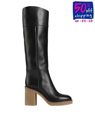 PVP €990 SANTONI Botas hasta la rodilla de cuero US10 UK7 EU40 Logo Hechas en Italia Foto 1 de 4