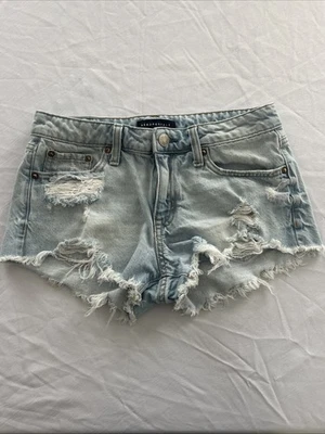 Shorts Aeropostale Feminino 4 Azul Jeans Cintura Baixa - Imagem 1 de 4