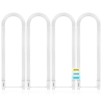 Luxrite U Bend LED Tube Light T8 T12, 17.5W 3 CCT 2100 Lumens G13 Base 4-Pack - Image 1 of 4