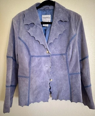 Chaqueta Pamela McCoy Cuero Gamuza L Azul Lavanda Festoneado Western Whipstitch Foto 1 de 4