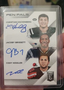 HACKENBERG BRISSETT KESSLER 2016 ELITE FOOTBALL PEN PALS TRIPLE AUTO - Picture 1 of 2