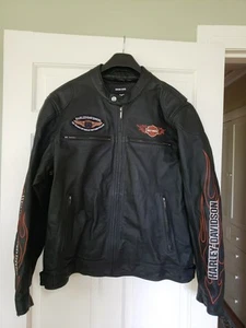 Harley Davidson RIDE READY Men’s Flame Leather Motorcycle Jacket XL - Picture 1 of 14