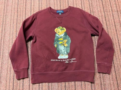BOYS LIGHTLY WORN POLO BEAR RALPH LAUREN RED SWEATSHIRT YOUTH SIZE MEDIUM - Image 1 of 4