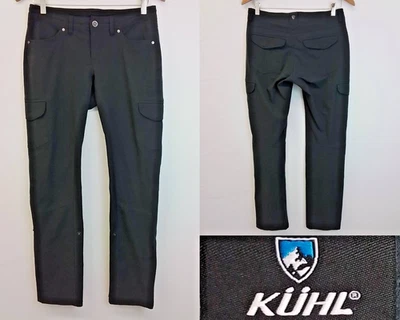 Pantalones de senderismo Kuhl para mujer 4 cordones negros con bolsillos de carga #J3936 Foto 1 de 4
