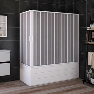 BOX DOCCIA SOPRAVASCA IN PVC 70X170CM CENTRALE 2 ANTE A SOFFIETTO BIANCO H150 - Foto 1 di 4