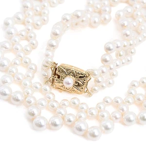 MIKIMOTO Necklace: Design Pearl 4.2-5.2mm Yellow Gold 18K L40.5cm w/oBox - Picture 1 of 7