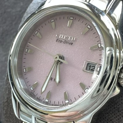 Citizen Silhouette Eco-Drive Pink Dial Stainless Steel Ladies Watch EW1620-57X - Image 1 of 4