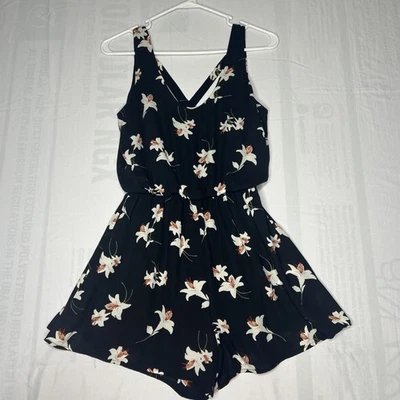 Mameluco floral negro exuberante para mujer espalda cruzada talla S Foto 1 de 4