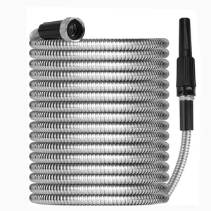 1/2 in. x 100 ft. 304 Stainless Steel Garden Water Hose Pipe Flexible Kink Free - Picture 1 of 10