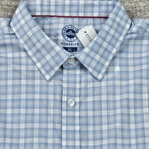 Flag & Anthem MadeFlex Men's XL White/Blue Check Long Sleeve Shirt NEW - Picture 1 of 15