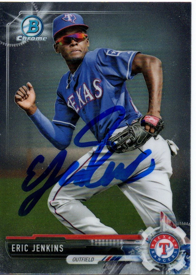 Eric Jenkins Texas Rangers 2017 Bowman Chrome Signed Card - Image 1 of 1