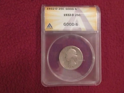 1932 D Washington Quarter ANACS GOOD 6 - Image 1 of 4