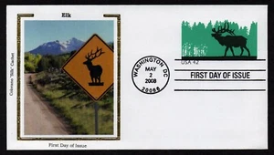 USA, SCOTT # U663, RARE FDC COVER OF COLORANO SILK - ELK, LARGE DEER, YEAR 2008 - Picture 1 of 1