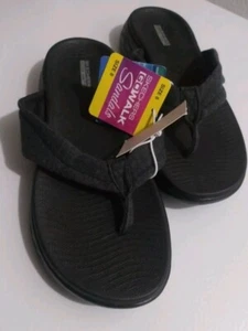 Skechers Go Walk Damen-Flip-Flop Größe 8 US schwarz grau Sandalen für unterwegs 600 - Bild 1 von 4