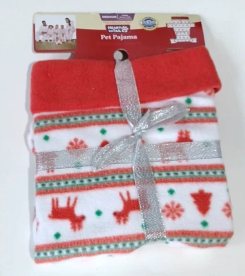 NEW Heart to Tail Medium Holiday Pet Dog Pajama NWT Red Reindeer Trees Snowflake - Image 1 of 4