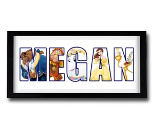BEAUTY AND THE BEAST Personalised Framed Name Print - Disney Personalised Prints - Picture 1 of 1