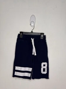 H&M Knit Shorts Boys Size 9-10 Navy Drawstring Elastic Waist Cutoff - Picture 1 of 5