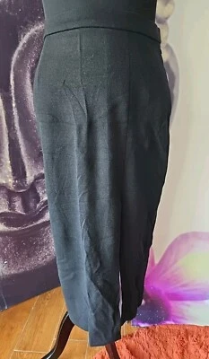 DONNA KARAN Black Label Vintage Black Wool Midi Pencil Skirt w/ Slit 12 - Image 1 of 4