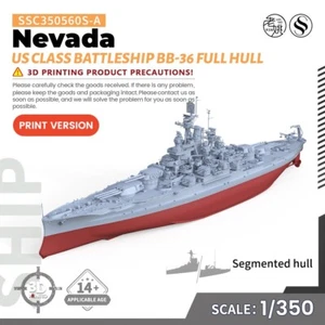 SSMODEL 1/350 Military Model Kit US Nevada Class Battleship BB-36 FULL HULL - Picture 1 of 6