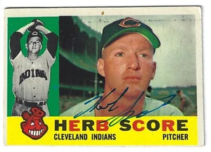 HERB SCORE CLEVELAND INDIANS SIGNED 1960 TOPPS BASEBALL CARD CHICAGO WHITE SOX - Picture 1 of 1