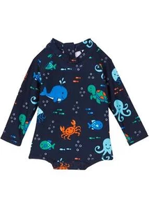 Baby Badeoverall mit UV Schutz Gr. 68/74 Dunkelblau Bedruckt Schwimmanzug Neu - Bild 1 von 1
