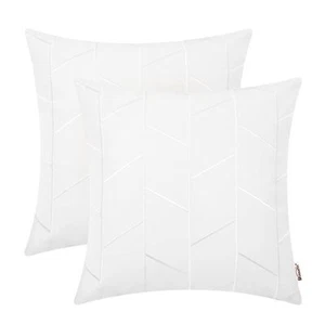 Faux Leather Pillow Covers 18 X 18 Inches White Leather Pillow Covers Pack of... - Picture 1 of 7