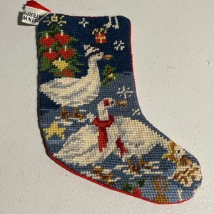 Steinwinder Vintage Embroidered Stocking Geese 8 Inches - Picture 1 of 12