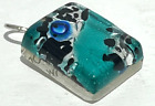 Handcrafted Murano Italy  Pendant, Venetian Glass, Turquois Silver, Marked, New