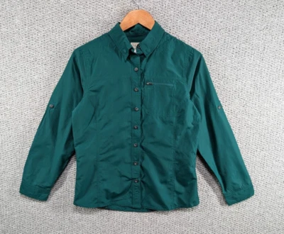 LL BEAN Women's Emerald Green Hiking Walking Outdoor Collared Button Up Shirt XS - Image 1 of 4