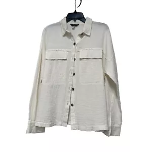 Giacca/Top camicia Supplies by UNIONBAY Crinkle Gauze Bottone Frontale, Crema S - Foto 1 di 12