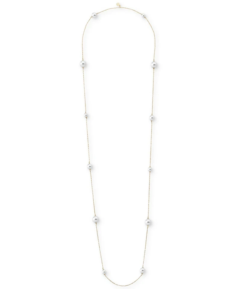 Collar largo de cadena de perlas de imitación chapadas en oro Majorica W1252 Foto 1 de 2