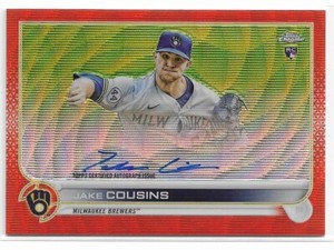 2022 Topps Chrome RC Auto Jake Cousins #2/25 Orange Wave Refractor Brewers