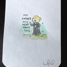 Draco Malfoy, Harry Potter, Slytherin, Katie Cook Original Artist Sketch NYCC