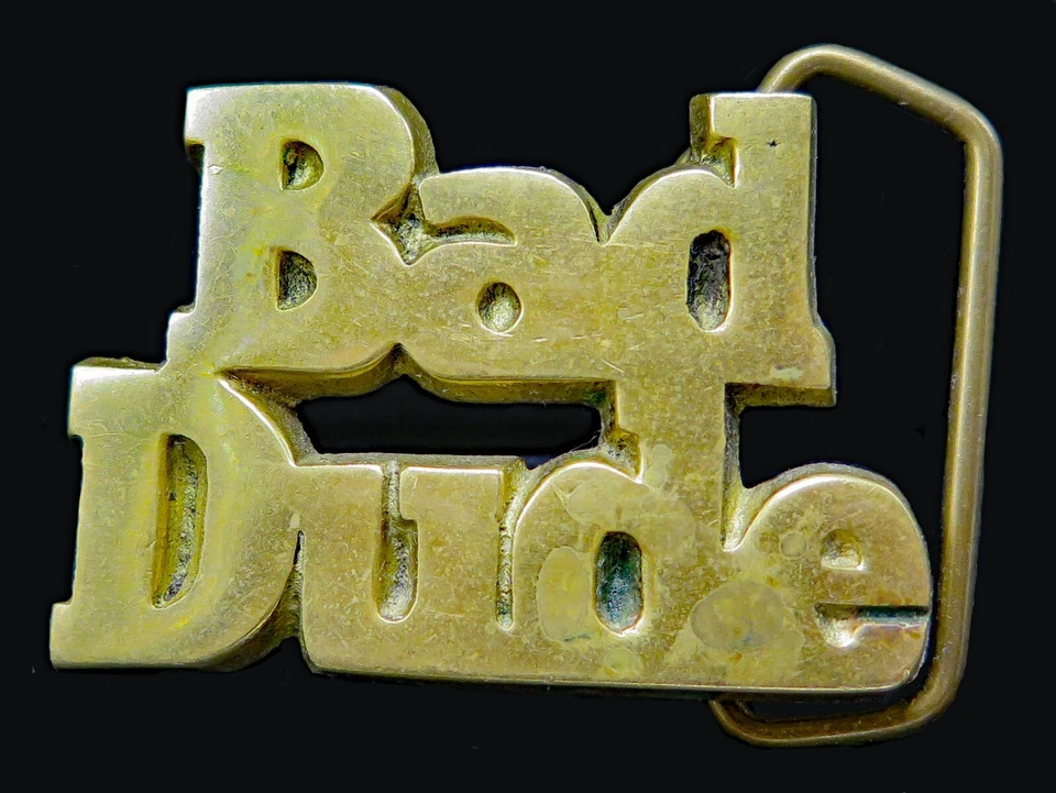 Bad Dude Outlaw Rebel Baron Brass Vintage Belt Buckle - Image 1 of 4