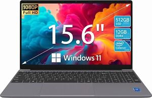 SGIN  15.6" Laptop FHD 12GB RAM 512GB SSD Intel Celeron 2.9 GHz 5.0G WiFi HDMI