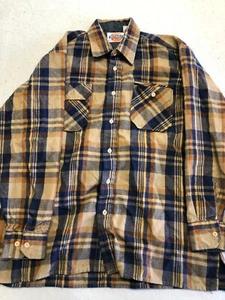 Dickies Button Up Shirt Mens Large Brown Flannel Plaid Outdoor Workwear Acrylic - Picture 1 of 5