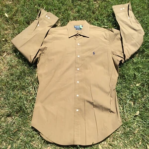 POLO Ralph Lauren Alcott Button Button Up Brown Sz 15.5 - 32/33 Long Sleeve - Picture 1 of 11