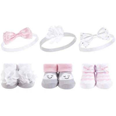 Diadema y calcetines Hudson bebé niña conjunto de regalo 6 piezas, nube gris, talla única Foto 1 de 2