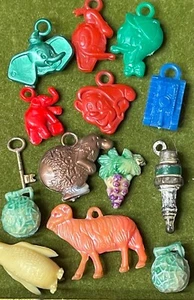 vintage celluloid Cracker Jack prize charm lot Disney spark plug key animals - Picture 1 of 9