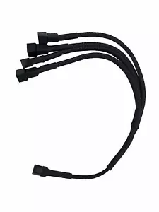 3-Pin to 4 x 3-Pin Computer Case Black Sleeved Fan Power Y-Splitter Cable - Picture 1 of 1