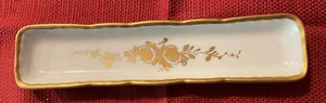 Vintage White (8.25 inch x 2 Inch) Trinket Dish with Gold Trim as shown - Picture 1 of 3