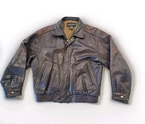 VINTAGE Banana Republic Brown Leather Bomber Jacket Sz 44 Flight Aviator - Picture 1 of 17