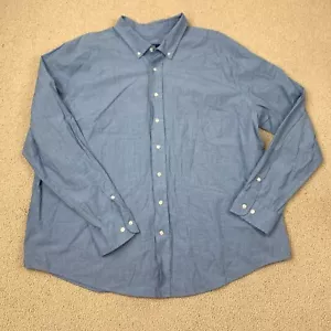 George Classic Fit Button-Down Shirt Men's 2XL 50-52 Long Sleeve Solid Blue - Picture 1 of 8