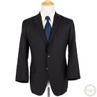 Sarti d'Italia Custom Black Rust Wool Cashmere Striped Italy FF 2Btn Suit 42R